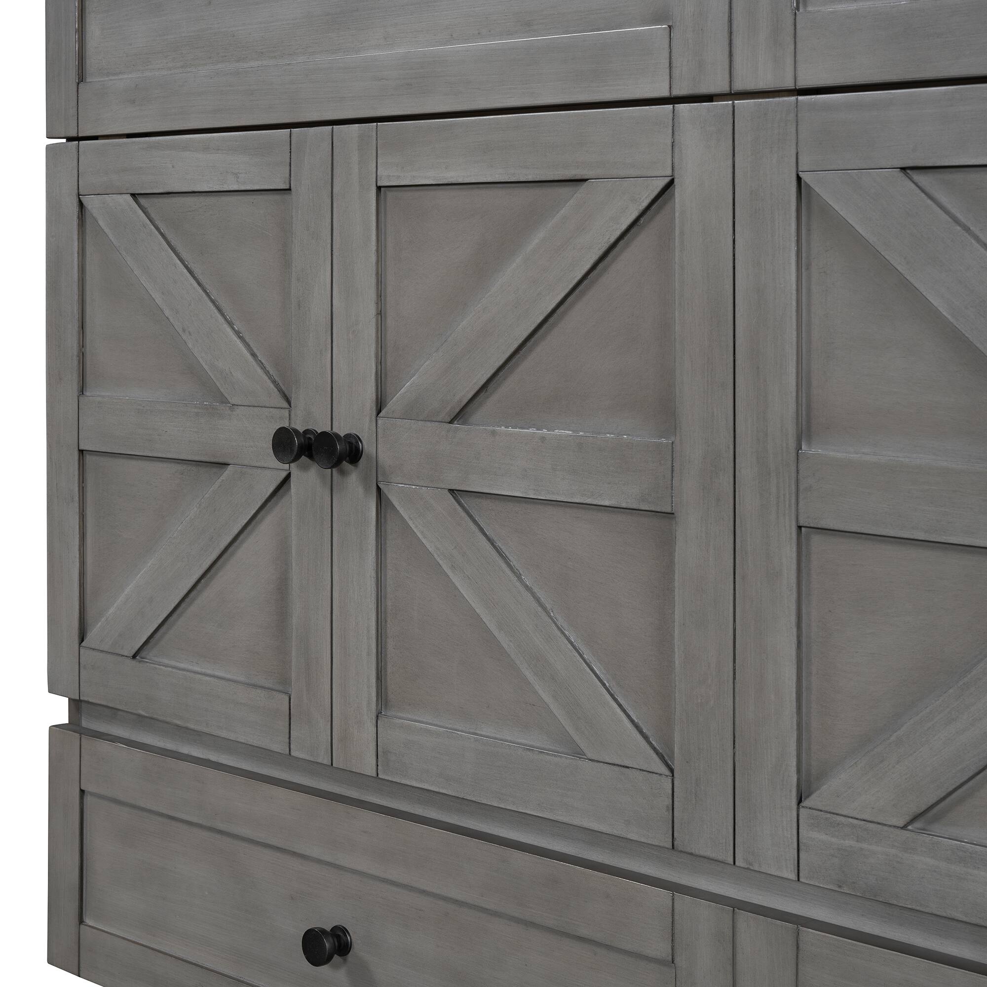 Alt View 1. Tiramisubest - Queen Size Murphy Bed, Brushed Gray, Plywood w/ Drawers & USB - Gray.