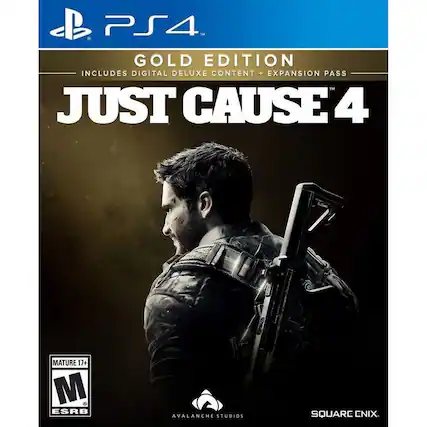 PS4™ GOLD EDITION
INCLUDES DIGITAL DELUXE CONTENT + EXPANSION PASS
JUST CAUSE 4
MATURE 17+
M ESRB
AVALANCHE STUDIOS
SQUARE ENIX - M (Mature 17+)