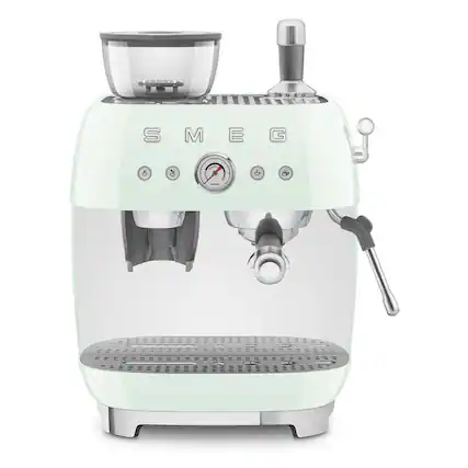 Front. SMEG - EGF03 Semi Automatic Espresso Machine - Pastel Green.