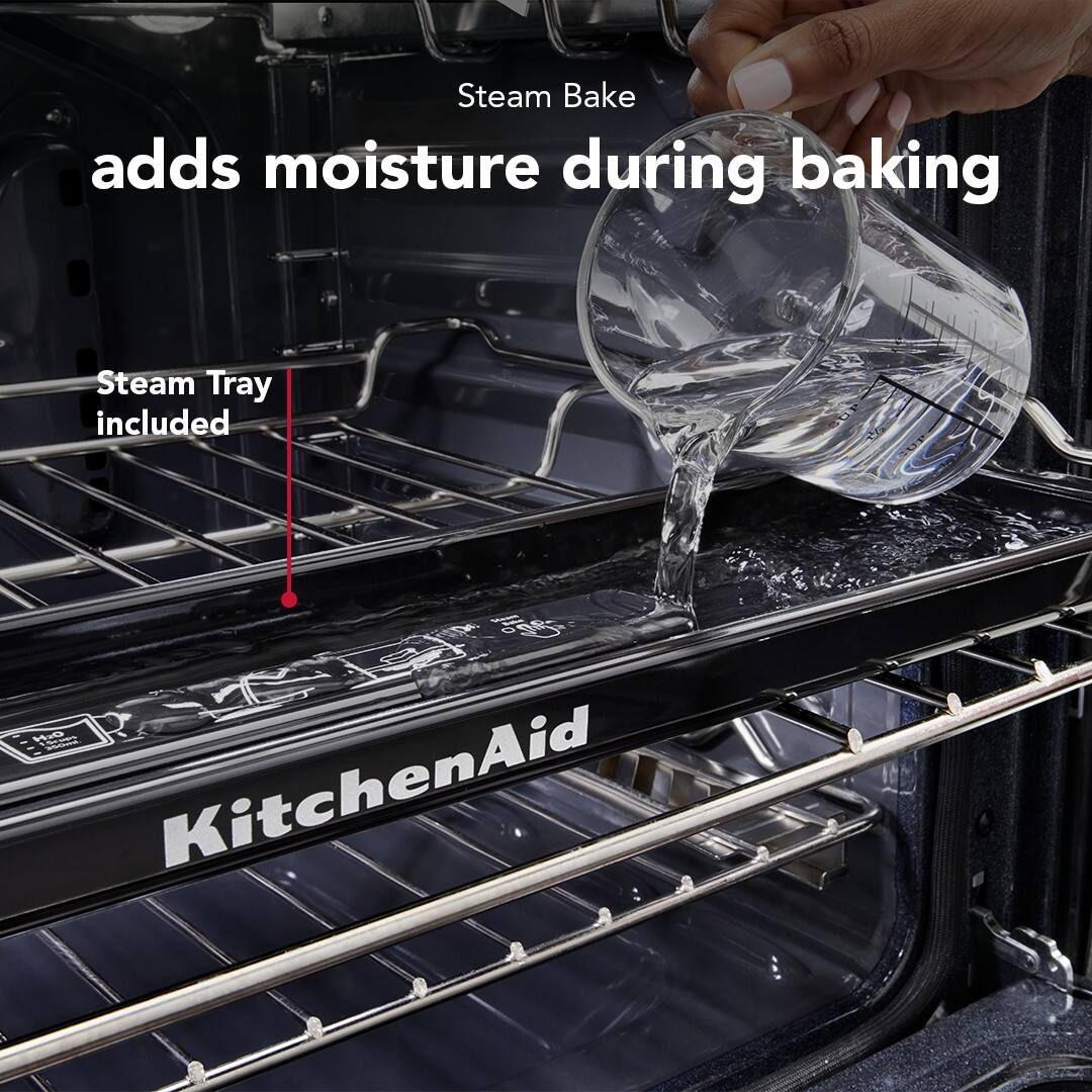 Steam Bake adds moisture during baking. Steam Tray included. KitchenAid.