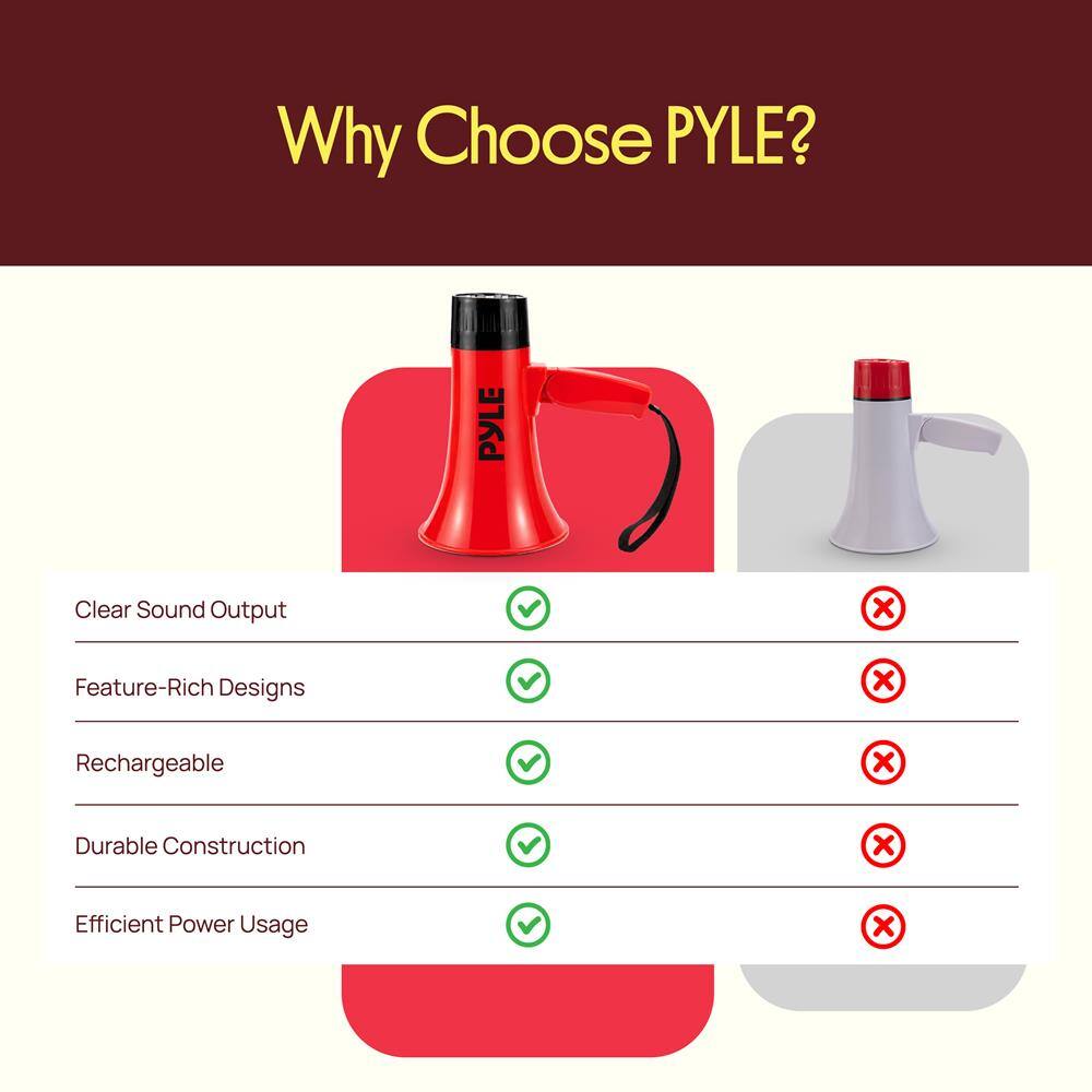 Why Choose PYLE?  
- Clear Sound Output  
- Feature-Rich Designs  
- Rechargeable  
- Durable Construction  
- Efficient Power Usage