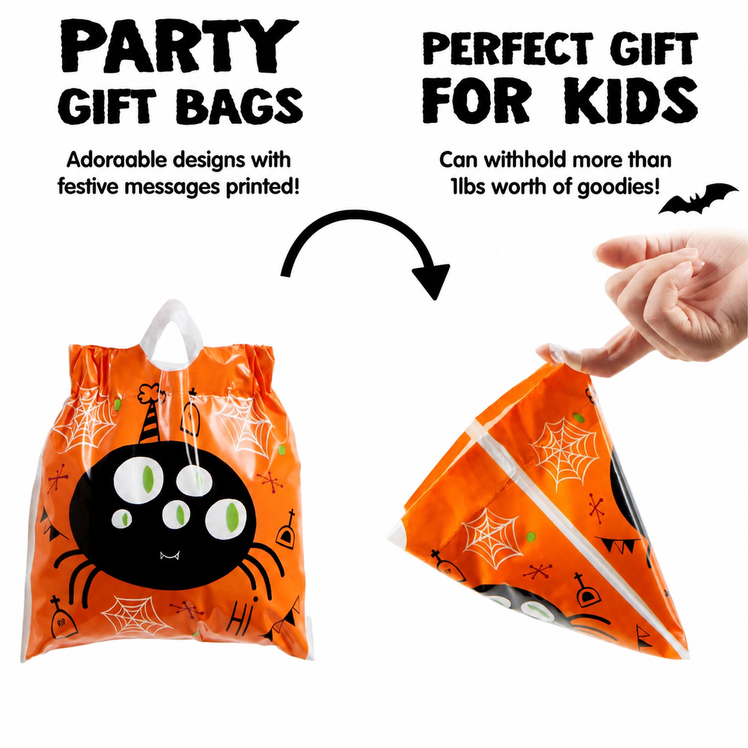 PARTY GIFT BAGS  
Adorable designs with festive messages printed!  

PERFECT GIFT FOR KIDS  
Can withhold more than 1lbs worth of goodies!