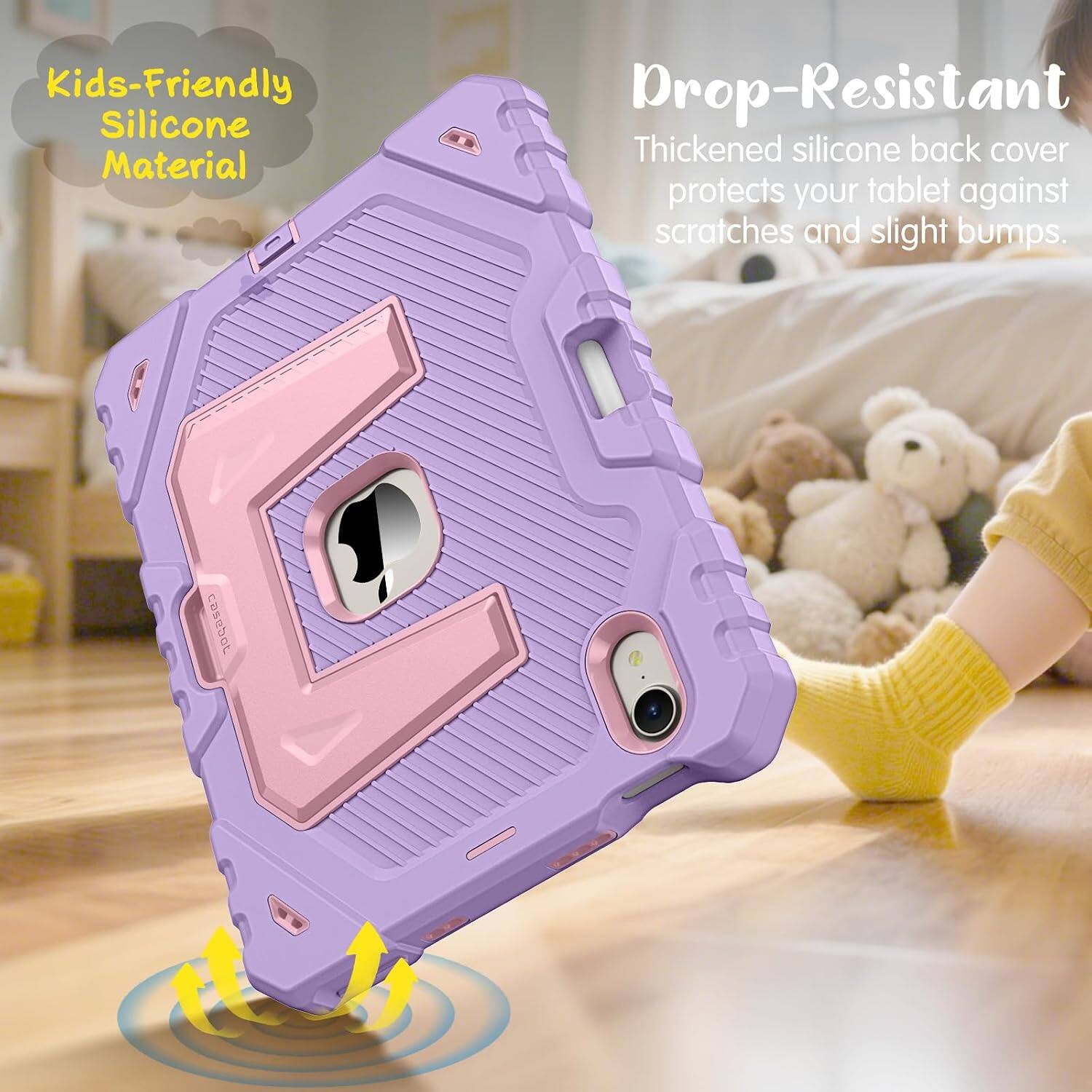 Kids-Friendly Silicone Material

Drop-Resistant

Thickened silicone back cover protects your tablet against scratches and slight bumps.