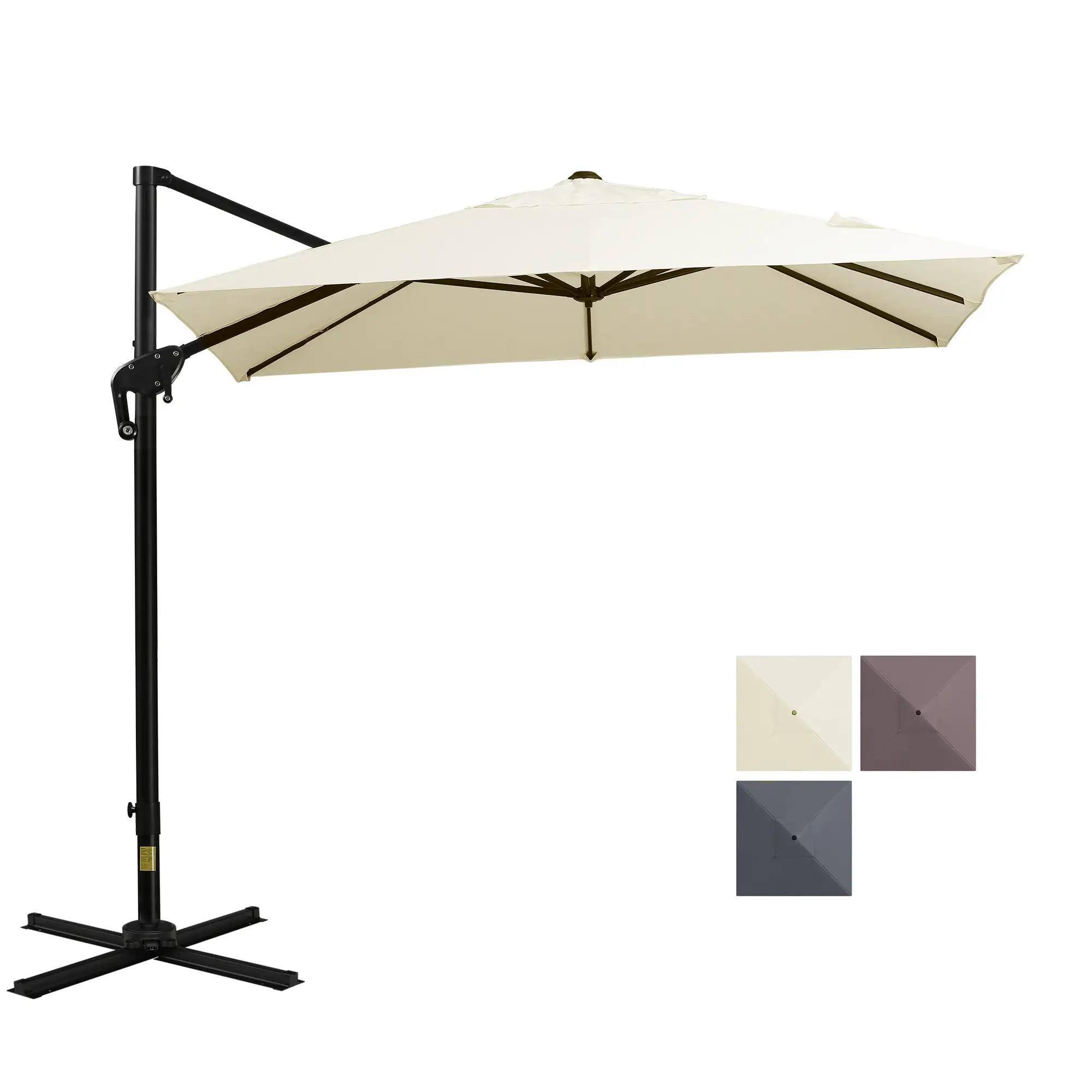 Front. Spaco - Spaco 8ft Cantilever Umbrella Square Offset with Tilt, Crank and Cross Base - White.