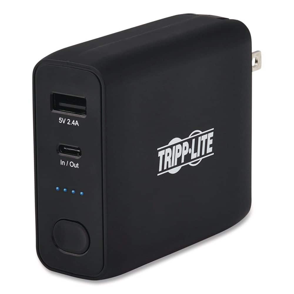 Tripp Lite - UPBW-05K0-1A1C Portable Mobile Power Bank and USB Battery Wall Charger Combo USB C USB A - Black