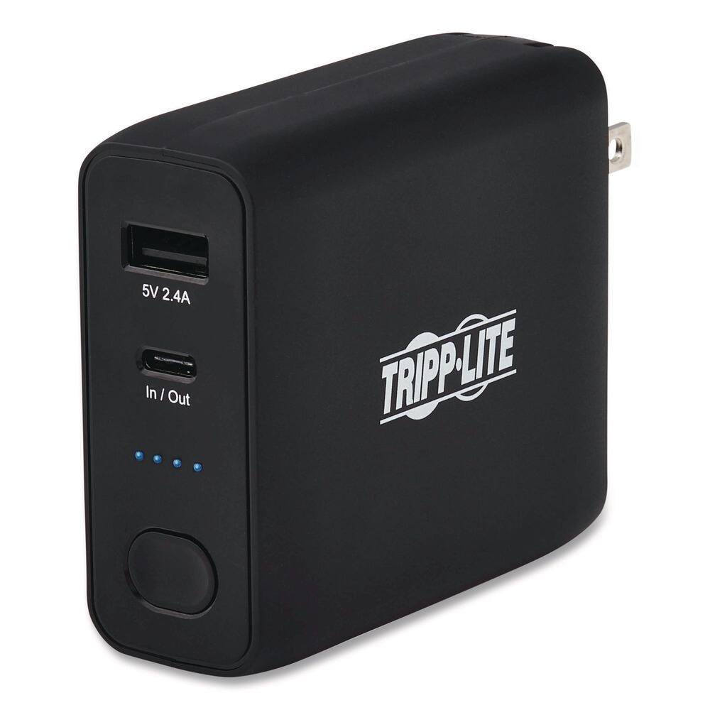 Tripp Lite - UPBW-05K0-1A1C Portable Mobile Power Bank and USB Battery Wall Charger Combo USB C USB A - Black
