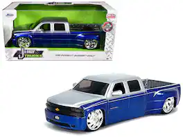 Jada - 1999 Chevrolet Silverado Dually Pickup Truck with Custom KMC Wheels "Just Trucks" Series 1/24 - Blue Metallic And Silver
