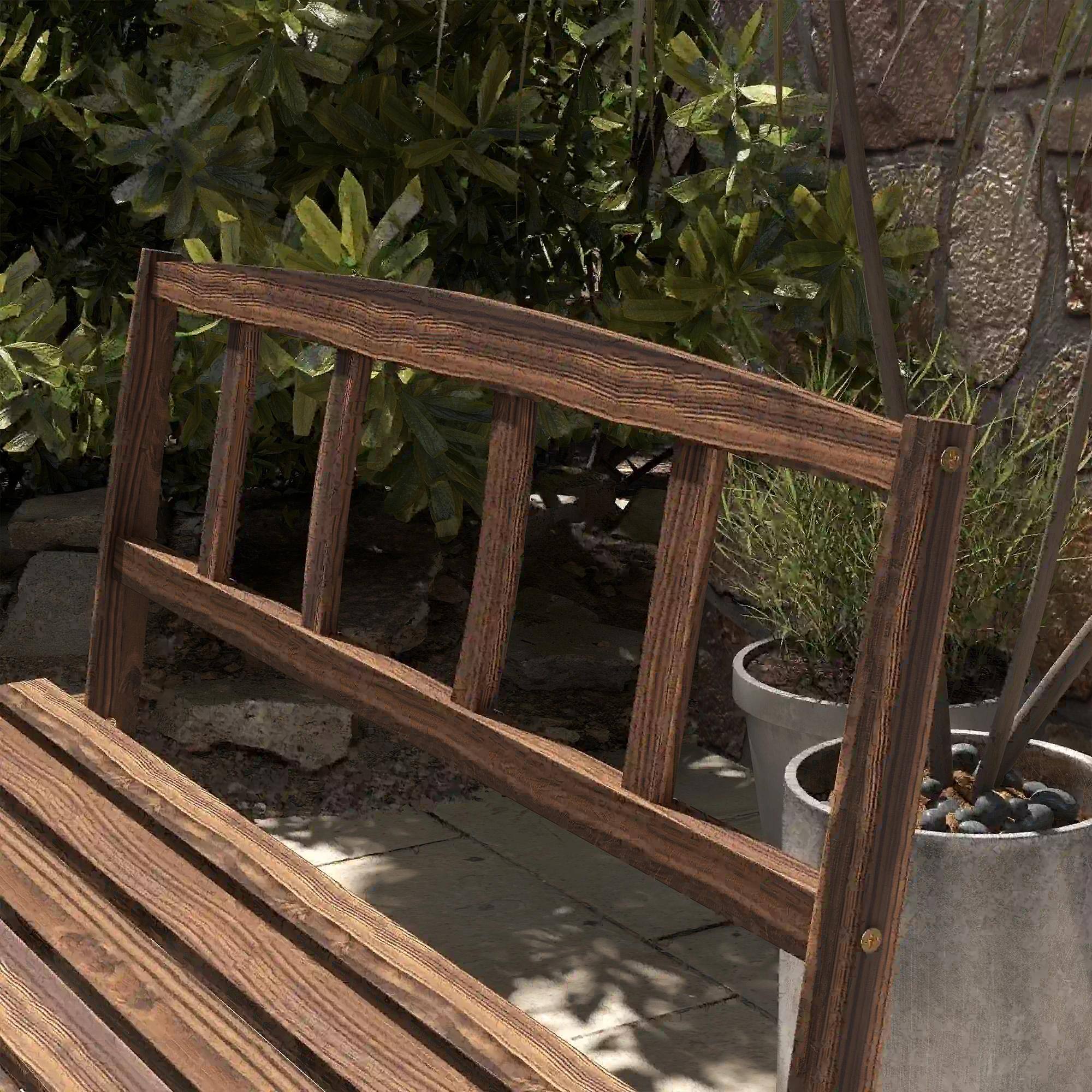 Alt View 1. Resenkos - Resenkos Patio Table and Chairs for 4 People, A Table And Two Dining Benches, Wagon Wheel Design, Pine Wood, Brown - Brown.