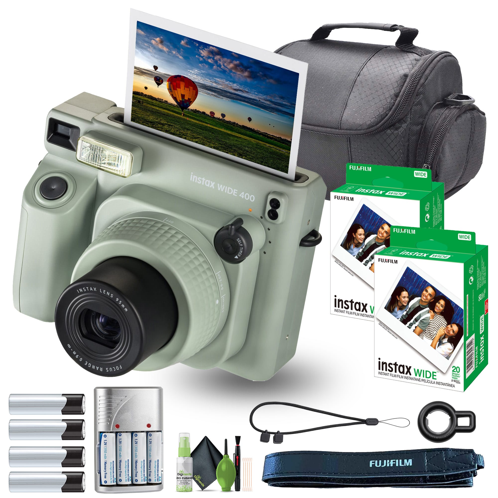 Fujifilm - Instax Wide 400 Instant Film Camera With WIDE Instant Film 40 Sheets - Green
