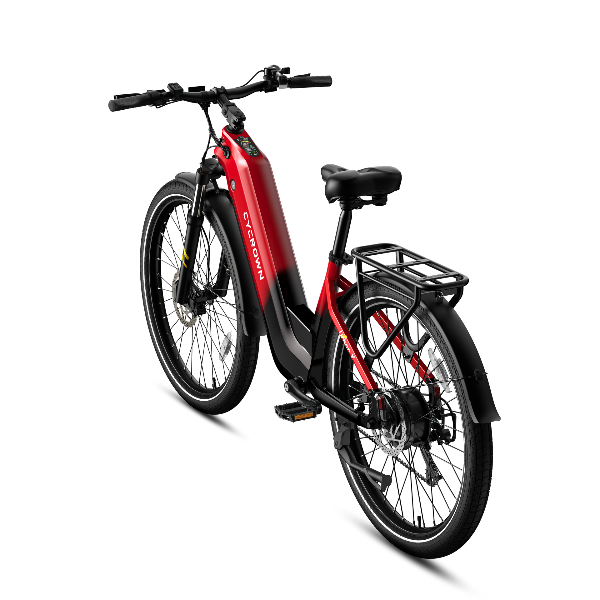 Back. CYCROWN - Urban X Commuter Ebike(1000W Motor , 20MPH Top Speed , 90Miles Range , 48V 20Ah Battery) - Volcanic Red.