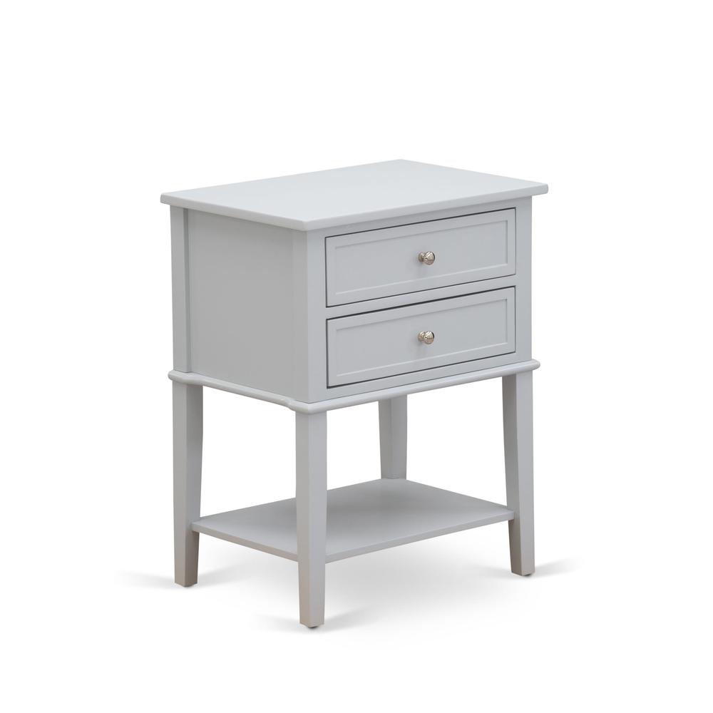 Front. East West Furniture - East West Furniture VL-14-ET Night stand For Bedroom with 2 Wood Drawers for Bedroom, Stable and Sturdy Constructed - - Urban Gray.