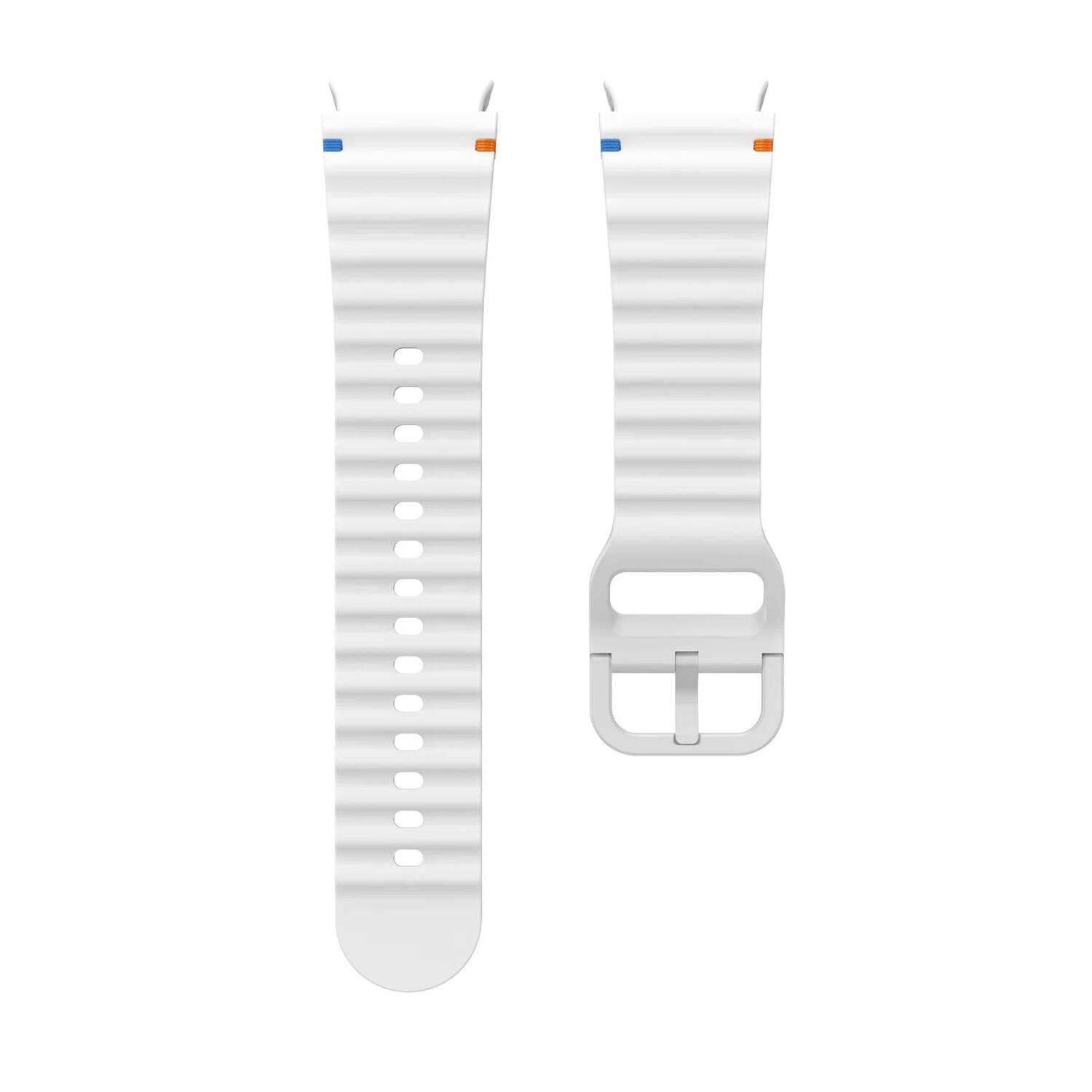 Left. Stock Preferred - Sport Silicone Watch Band for Samsung Galaxy Watch 7/6/5/4 FE for 40mm & 44mm - White - White.
