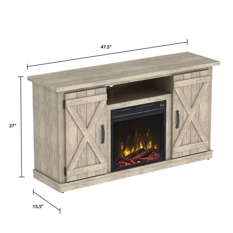 The dimensions of the fireplace are:

- Width: 47.5"
- Height: 27"
- Depth: 15.5"