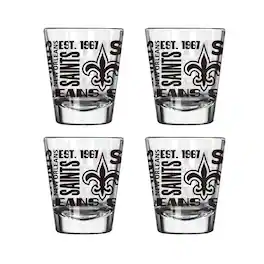 Logo Brands - New Orleans Saints 4-Pack 2oz. Shot Glass Set - Multicolor