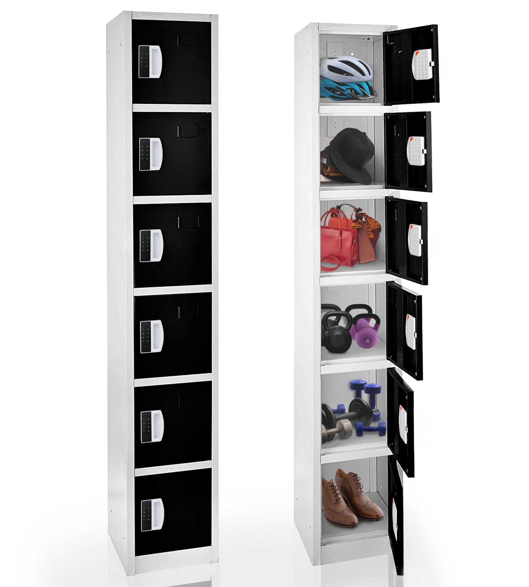 Alt View 6. AdirOffice - Storage Locker 629-Series 72" H 6-Tier Steel Digital Lock 6-Shelf Locker, 4/Pack - Black.