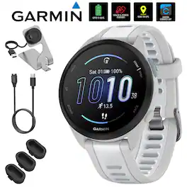 Bundle - Garmin - Forerunner 165 Smart Sport Watch + Accessories - Mist Gray/Whitestone - (2024)