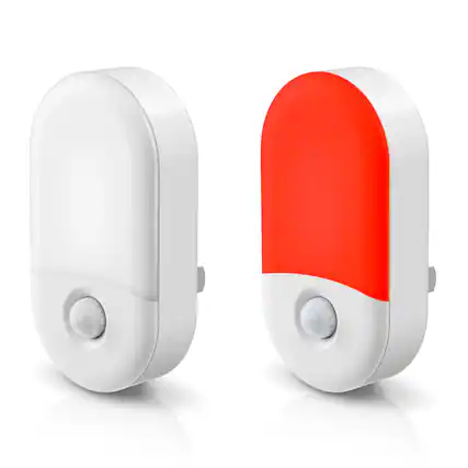 Front. Jandcase - JANDCASE 2-Pack 0.6W Plug-in Motion Sensor Night Light, Red Glow, 2-Step Dimming ON/OFF/AUTO - White.
