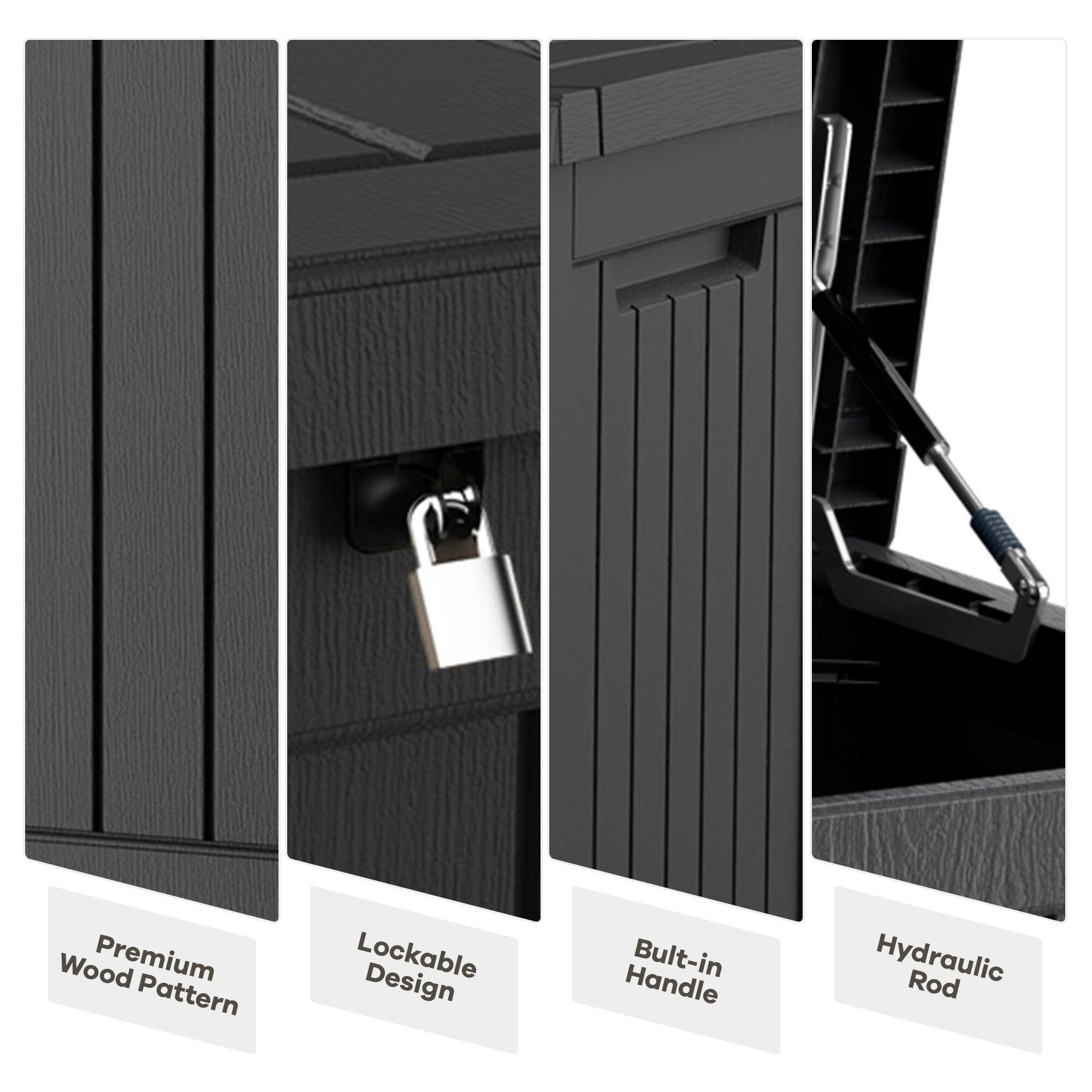 Premium Wood Pattern  
Lockable Design  
Built-in Handle  
Hydraulic Rod