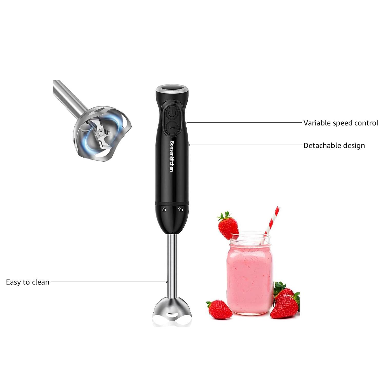 - Variable speed control
- Detachable design
- Easy to clean