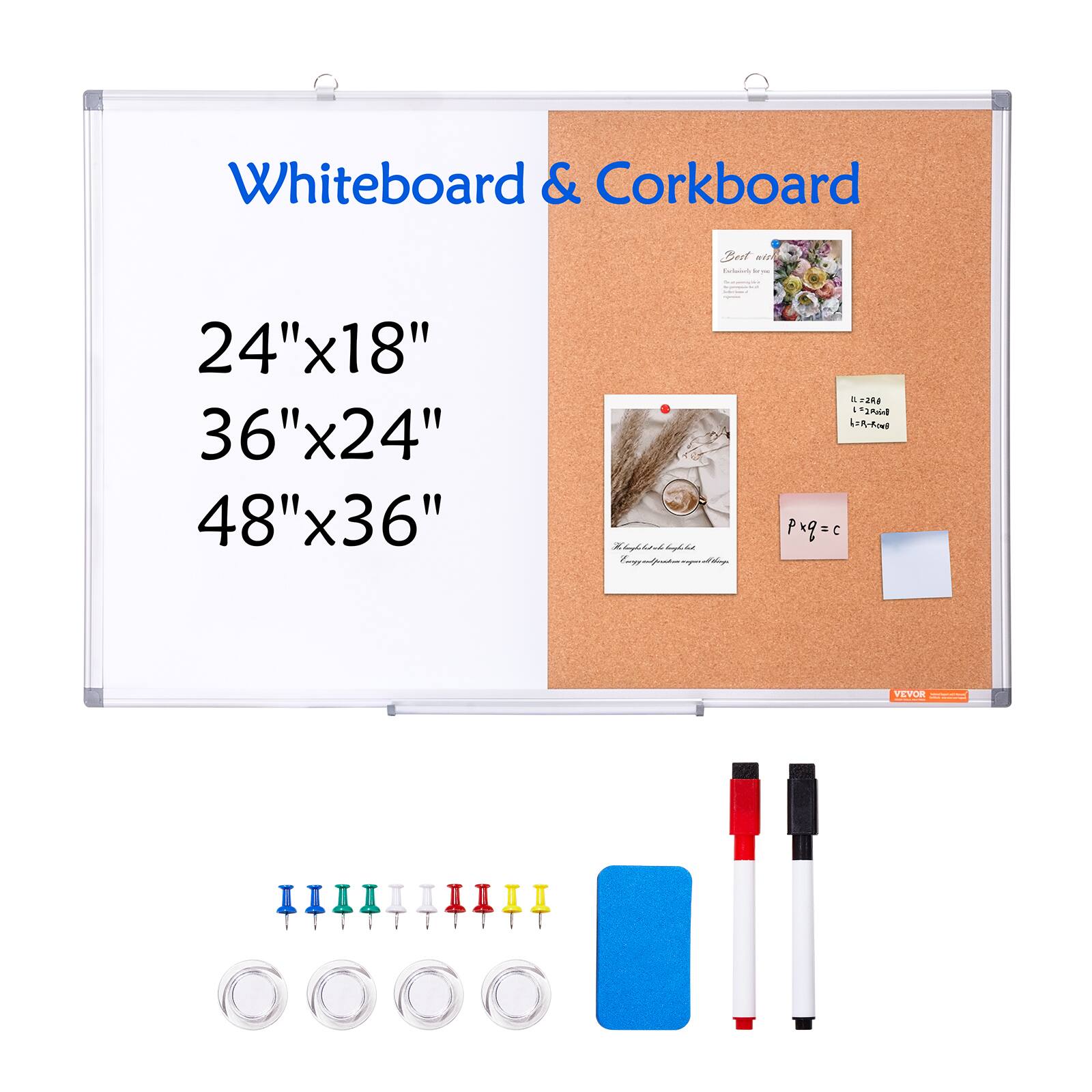Whiteboard & Corkboard

24"x18"
36"x24"
48"x36"