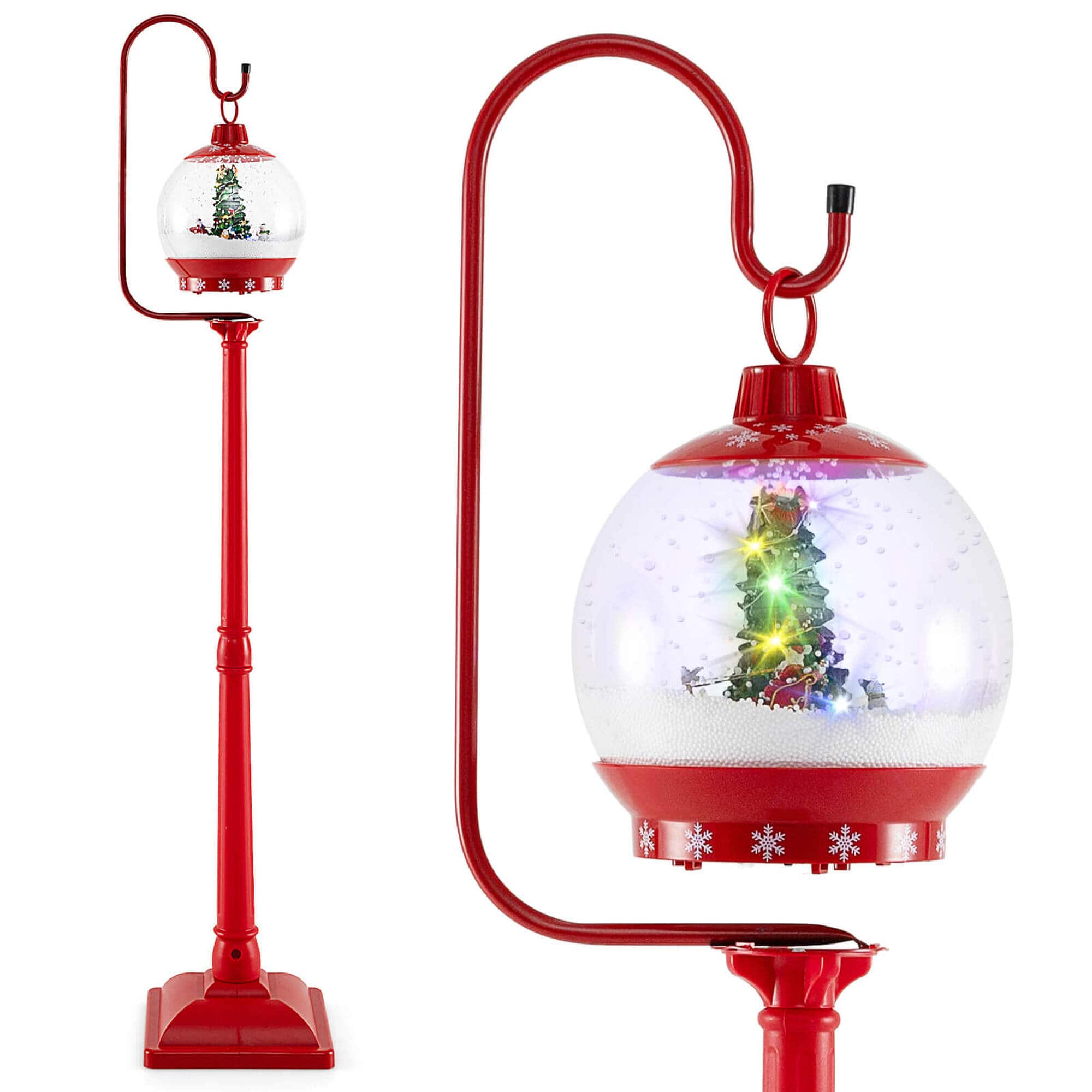 Front. Costway - Costway 68 Inch Musical Christmas Street Lamp with Sound-Activated Snow Globe Lantern - Red.