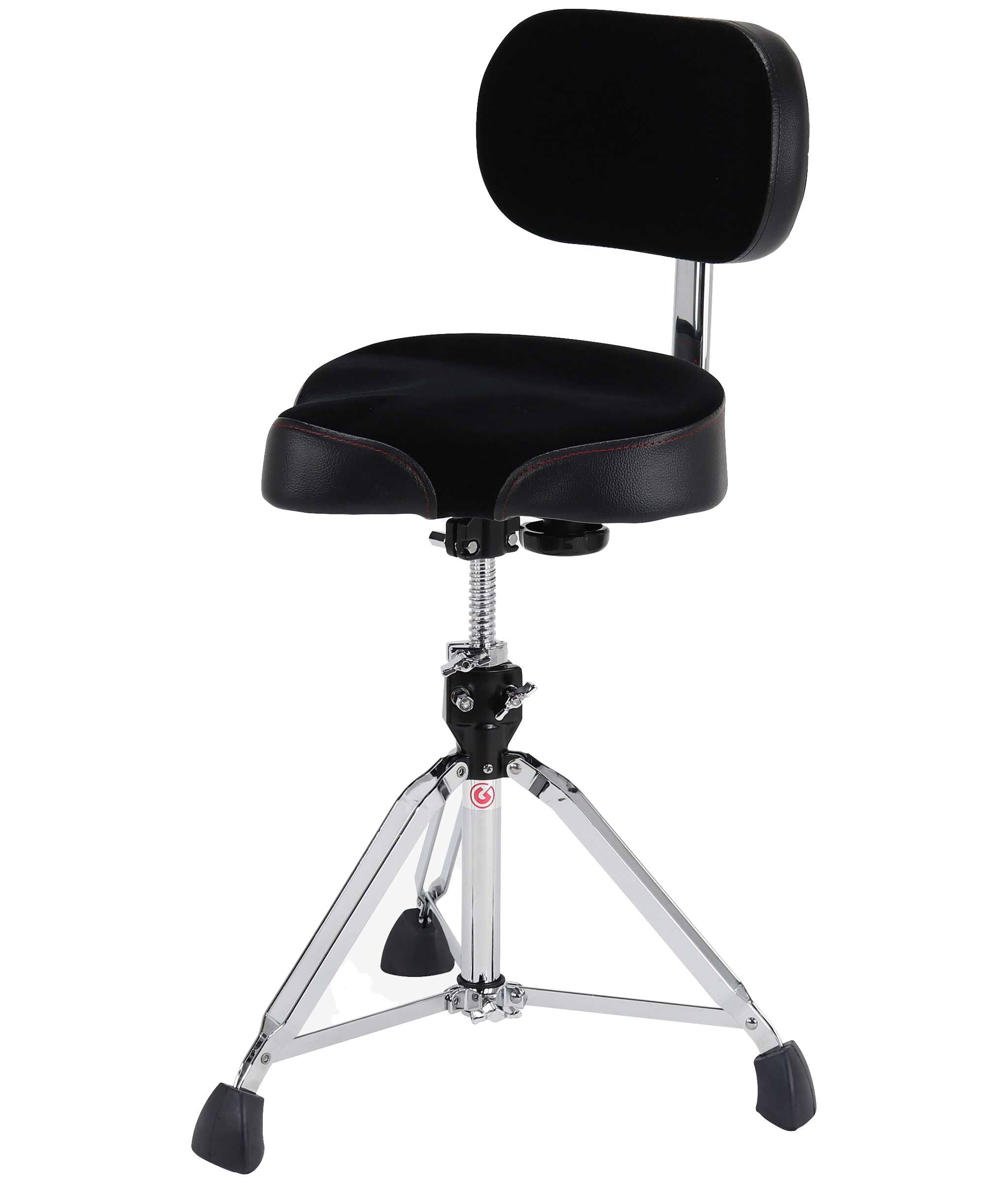 Angle. Gibraltar Hardware - Drum Throne with Adjustable Height Motorcycle Seat & Backrest, Double-Braced Drum Stool.