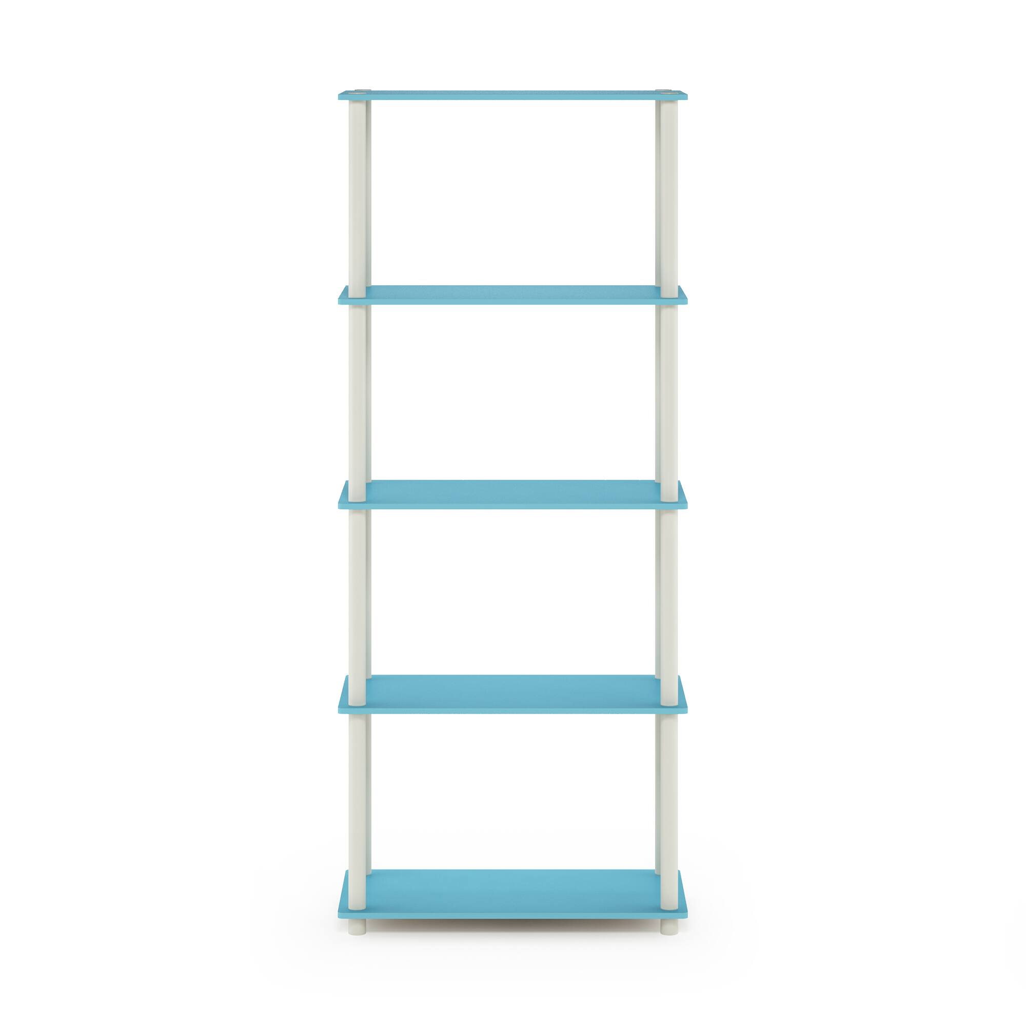 Alt View 2. Furinno - Turn-N-Tube 5-Tier Multipurpose Shelf Display Rack, Light Blue/White - Light Blue/White.