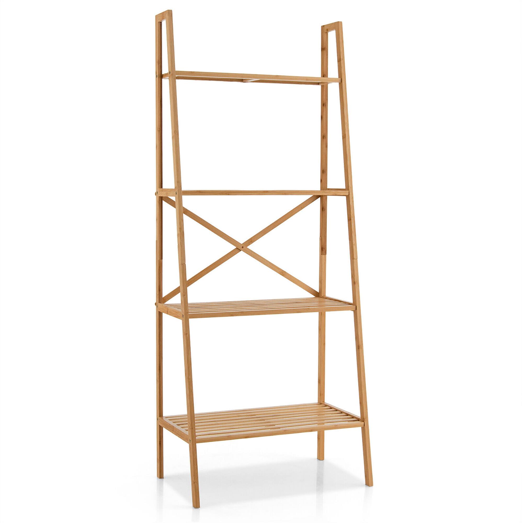 Alt View 9. Gymax - Gymax 4-Tier Bamboo Ladder Bookshelf 58'' Display Shelf Storage Rack Plant Flower Stand - Natural.