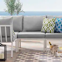 Riverside Outdoor Patio Aluminum Armless Chair by Modway - White Gray