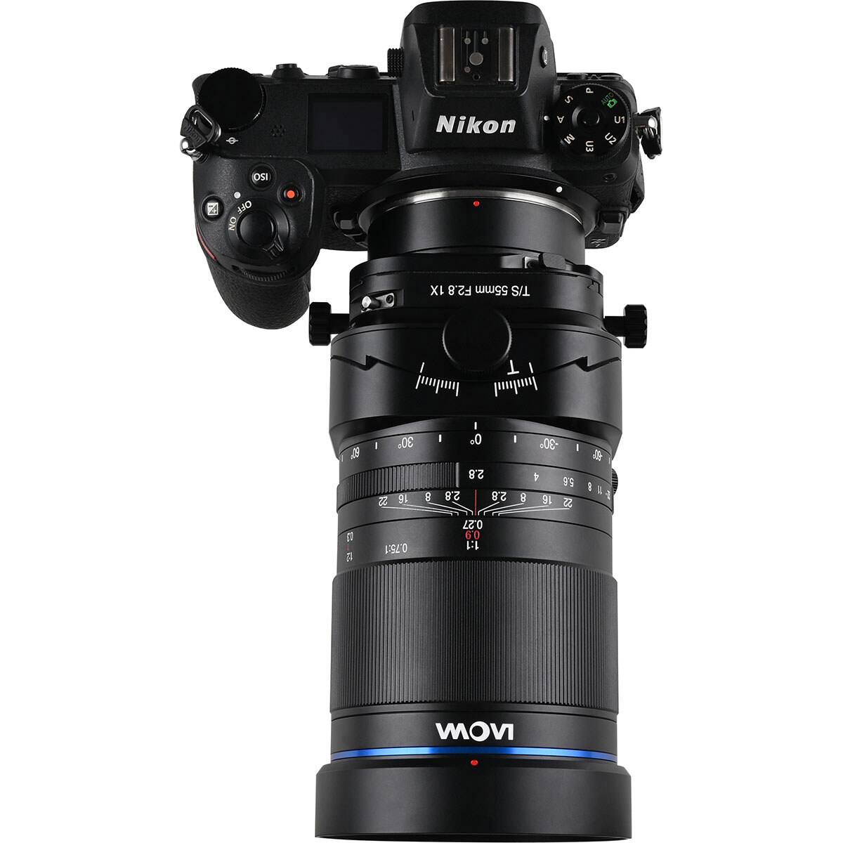 Nikon  
S A M  
P U3  
O U1 U2  
ISO OFF ON  
1X F2.8 55mm T/S  
I  
09  
I 30 22 16  
8  
I I O I 2.8 2.8 2.8 8  
-30 I 4 5.6 16 22  
!!! 8 A  
45  
0.75:1  
0.27 6'0 1:1  
NOW