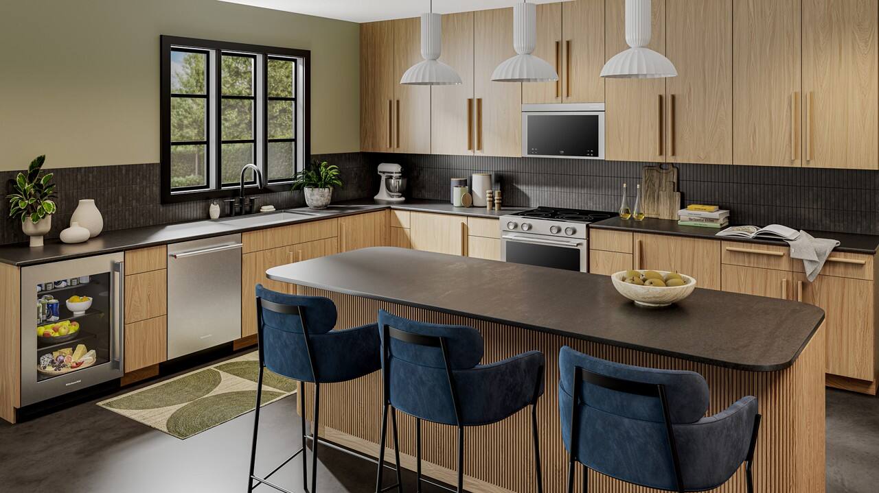 Alt View 4. KitchenAid - 5.2 Cu. Ft. Undercounter Refrigerator with Glass Door - Black Cabinet/Stainless Doors.