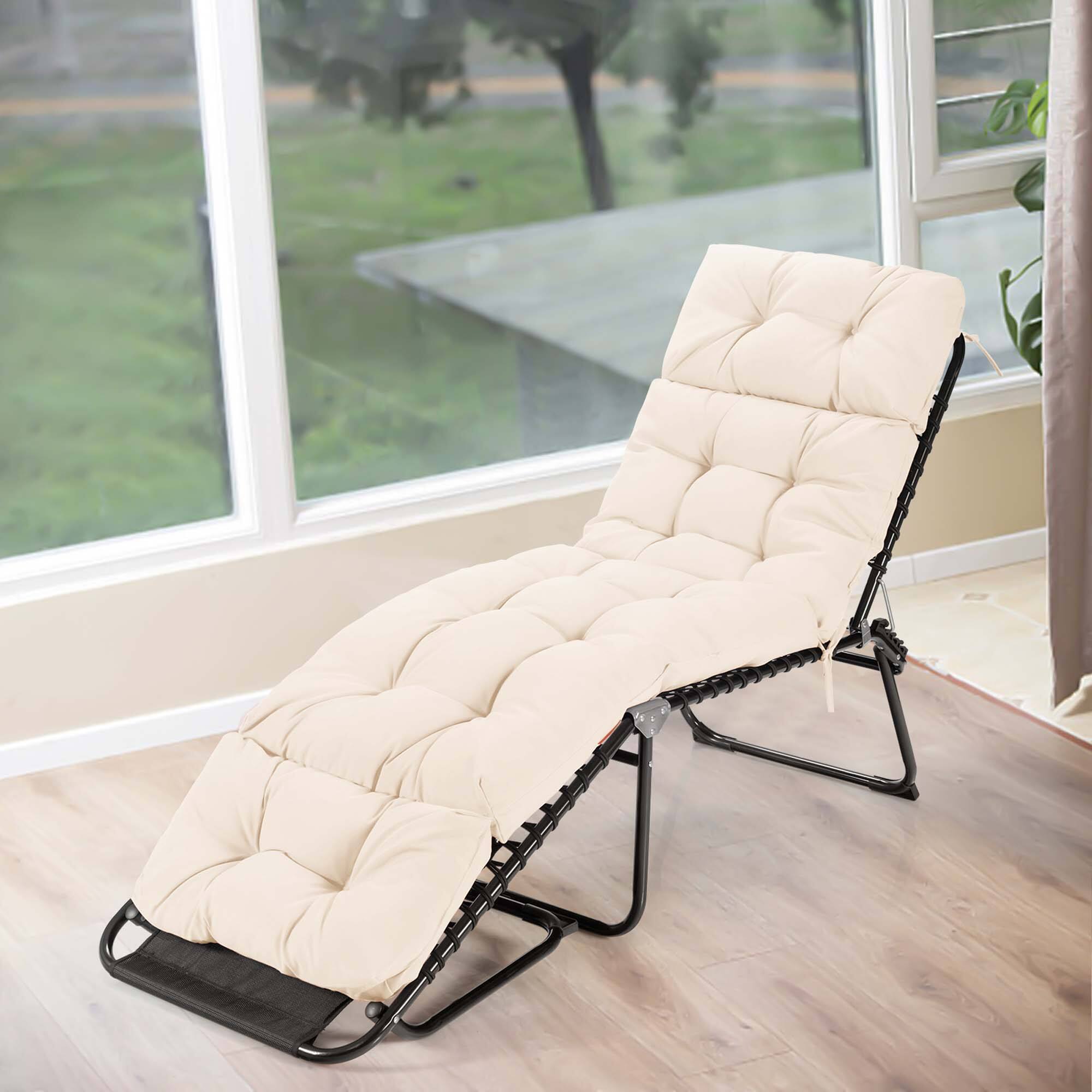 Alt View 8. Costway - Costway 2PCS 73" Lounge Chaise Cushion Padded Recliner Cushion Indoor Outdoor - Beige.
