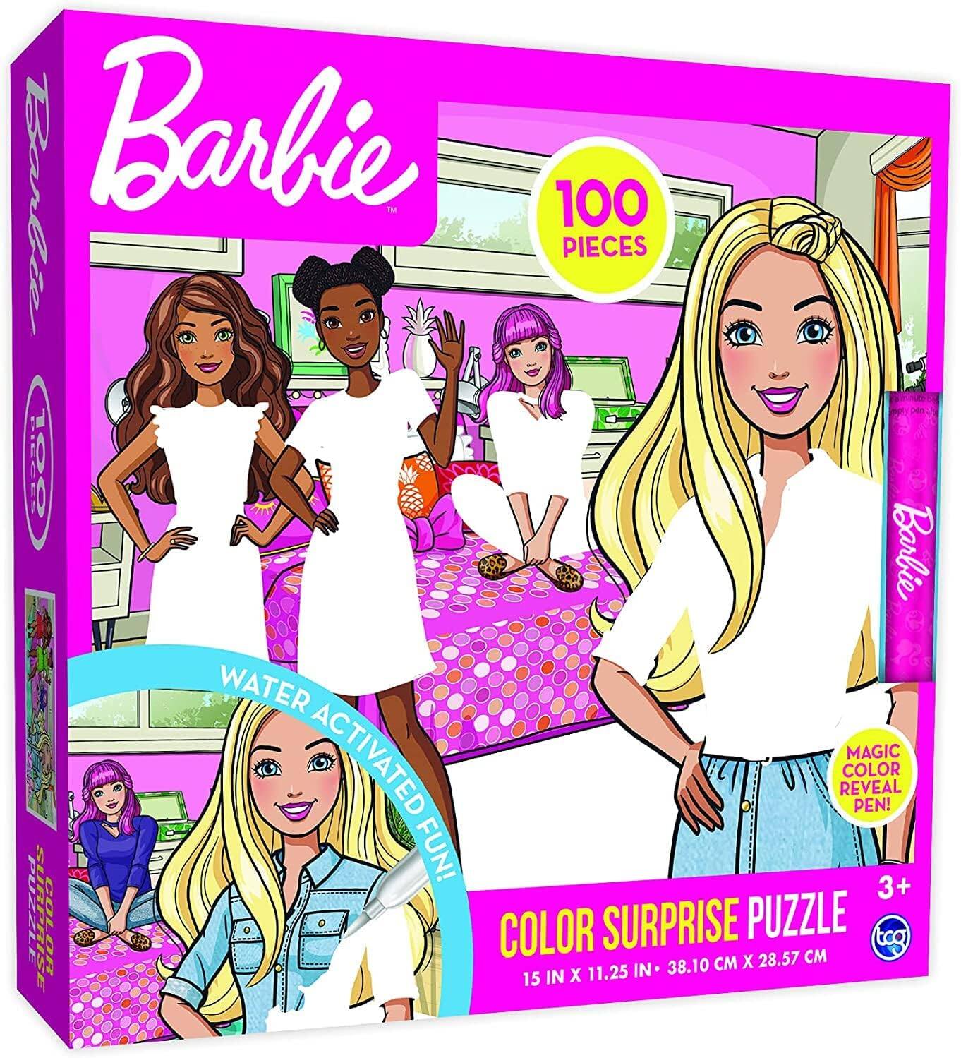 Barbie™ 100 PIECES 100 IT* WATER ACTIVATED MAGIC COLOR REVEAL PEN! FUN! 3+ PUZZLE COLOR SURPRISE 15 IN X 11.25 IN 38.10 CM X 28.57 CM