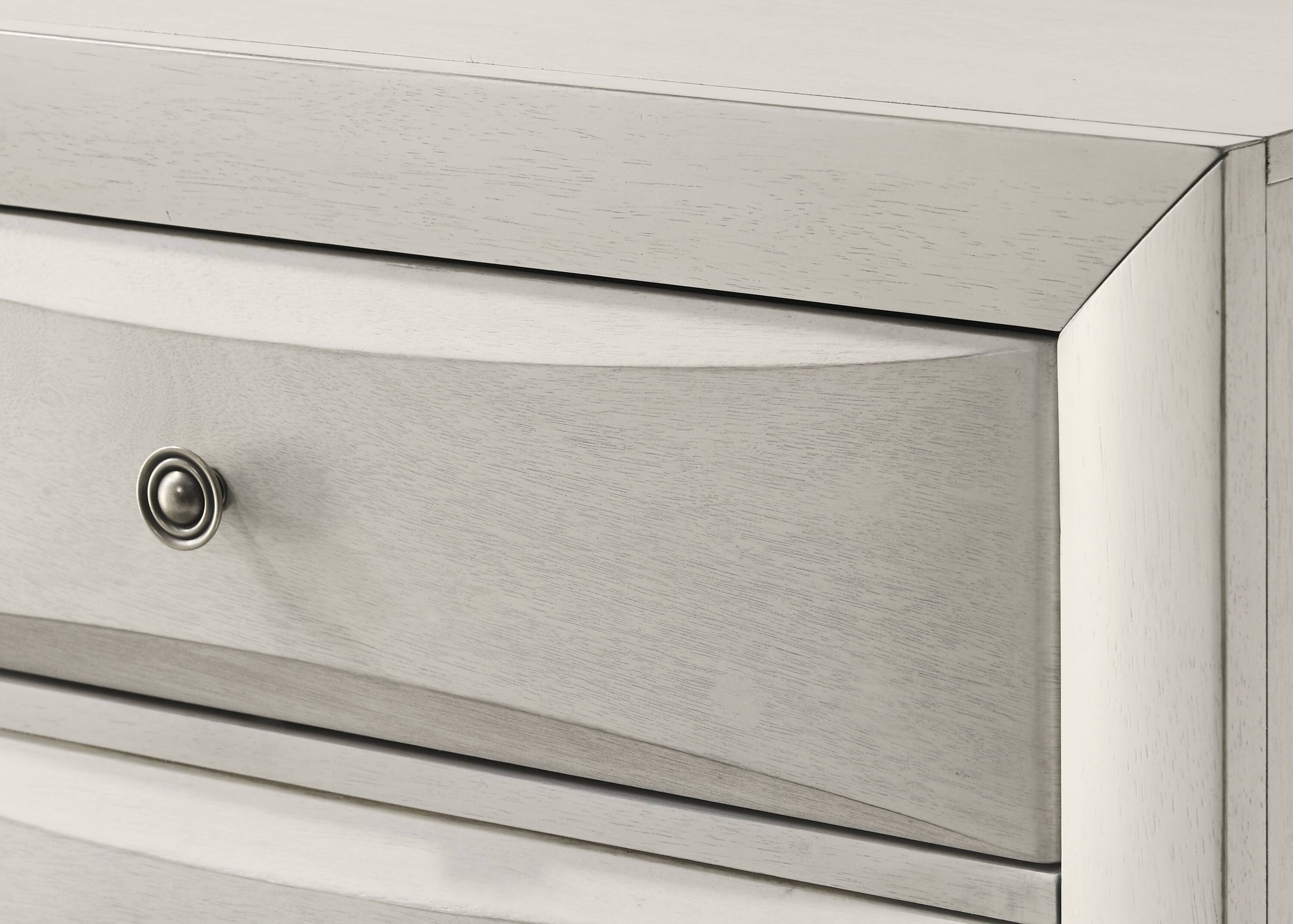 Left. TinyHomie - 1pc Contemporary Neutral White Finish Curved Drawer Fronts Storage Five Drawers Chest Wooden - White.