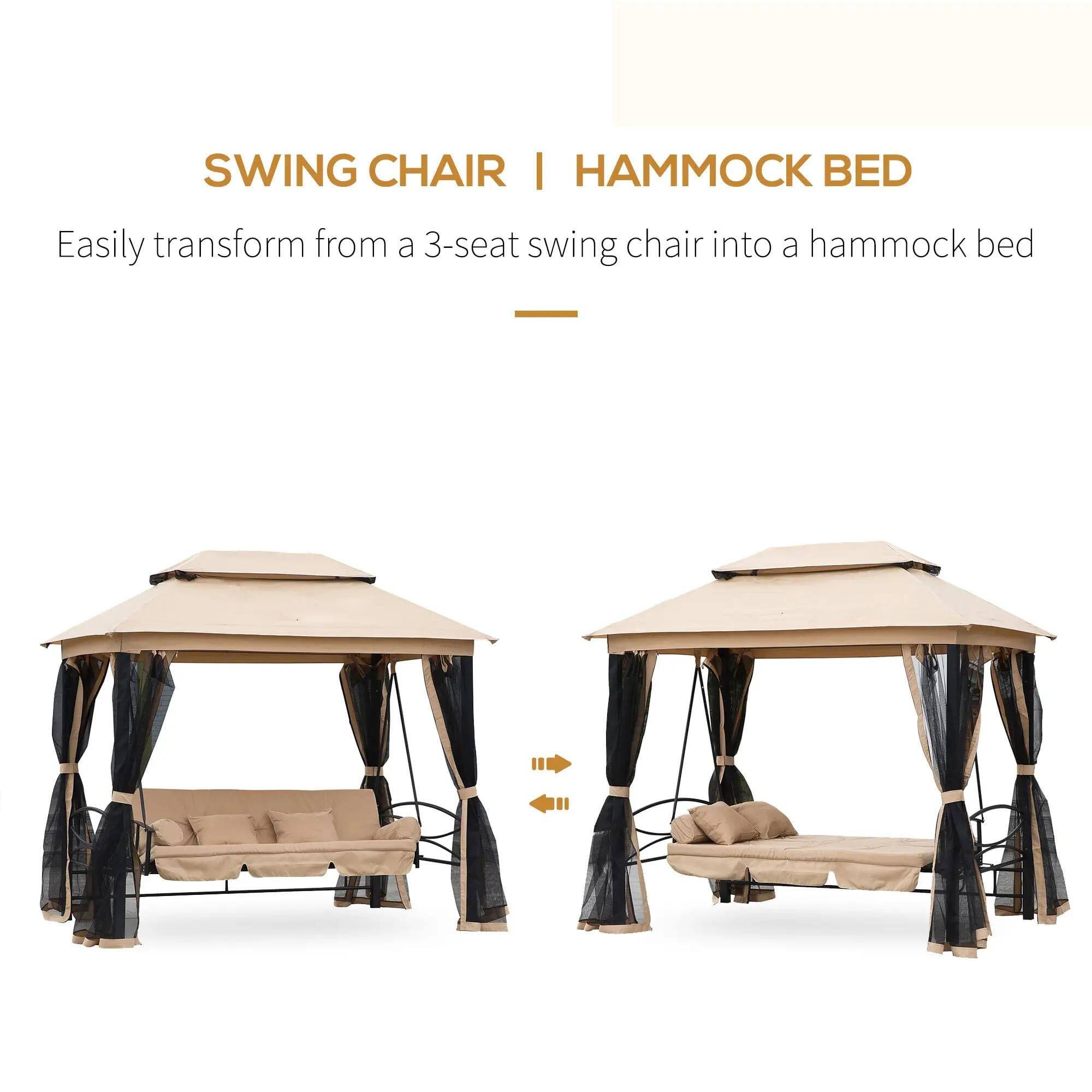 SWING CHAIR | HAMMOCK BED

Easily transform from a 3-seat swing chair into a hammock bed.