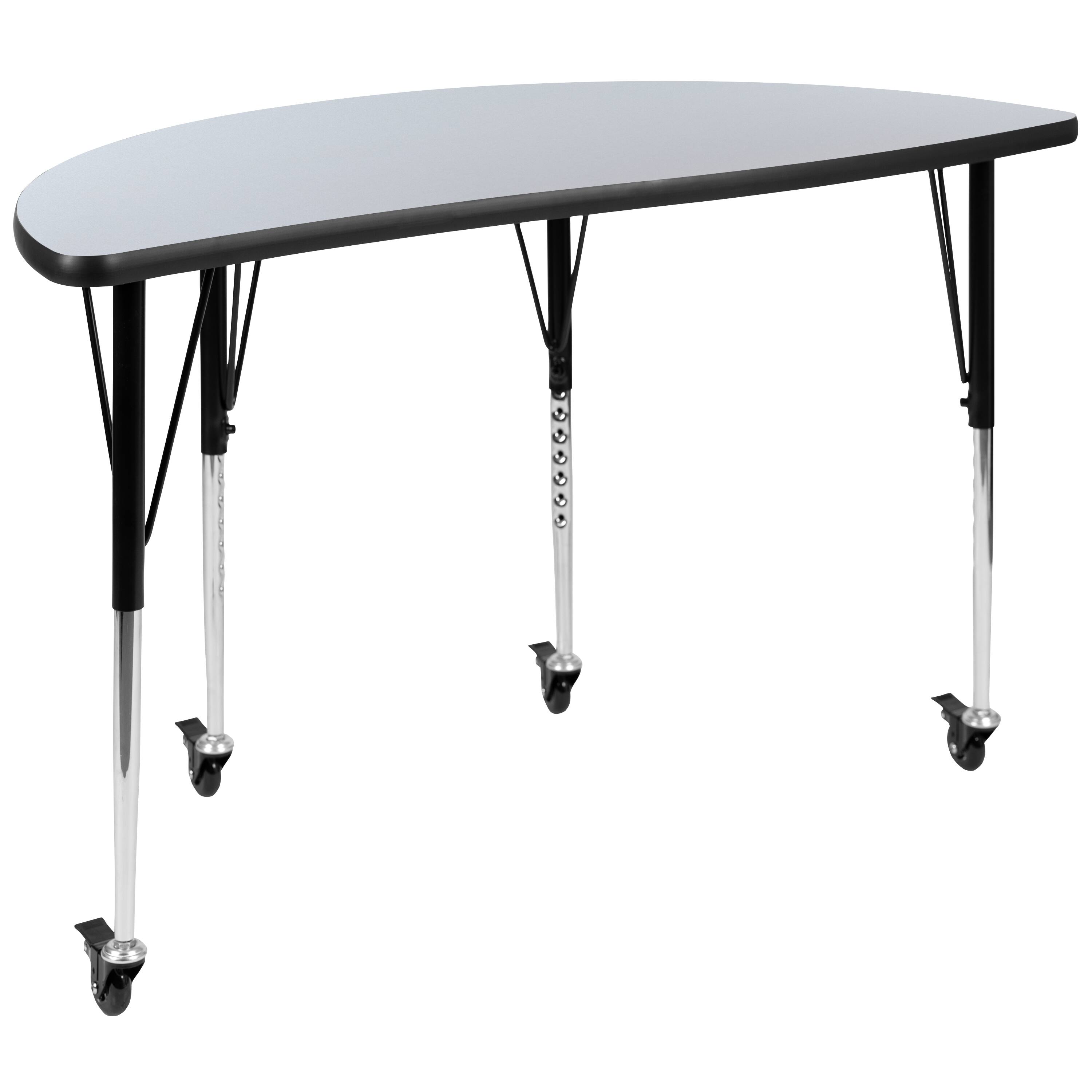 Alt View 9. Emma + Oliver - 2 Piece Mobile 47.5" Circle Collaborative Grey Adjustable Activity Table Set - Grey.