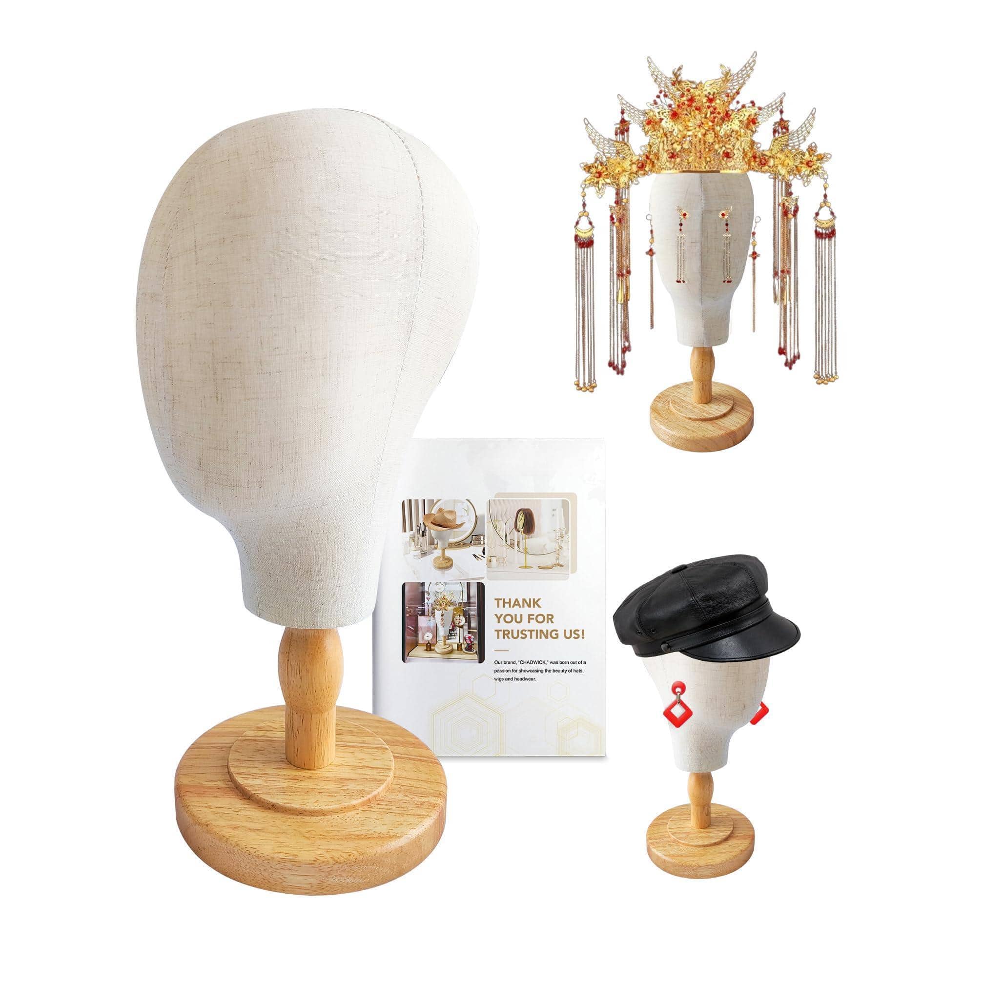 Hirose Alice - Mannequin Head Wall Mount ch Wig Holder For Wigs Hats Caps Canvas Block Stand Hat Display Model Fabric - Pedestal - Pinnable - 21"