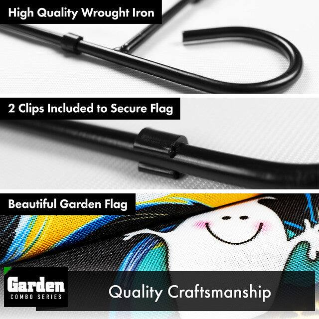 High Quality Wrought Iron

2 Clips Included to Secure Flag

Beautiful Garden Flag

Quality Craftsmanship

Garden COMBO SERIES