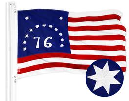 G128 - Bennington 76 Flag, 2.5 x 4 ft Embroidered Polyester with Brass Grommets - Assorted Colors