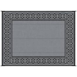 HTUTWOO - Reversible Outdoor Rug -9' x 12' Waterproof Plastic Straw Floor Mat,Portable Camping Carpet,Large Patio Mat for Backyard - BLACK+GREY
