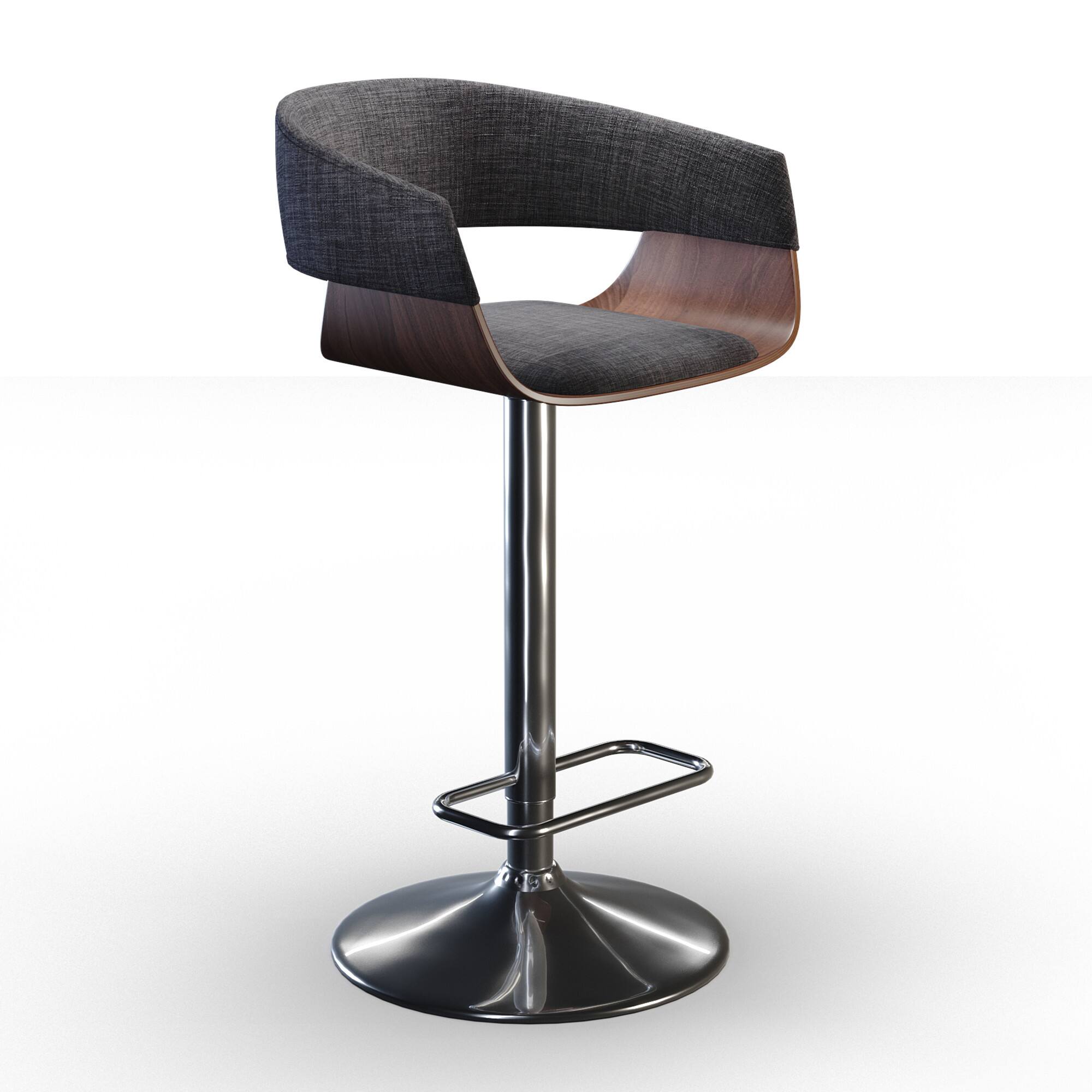 Angle. Simpli Home - Lowell Adjustable Swivel Bar Stool - Charcoal Grey.