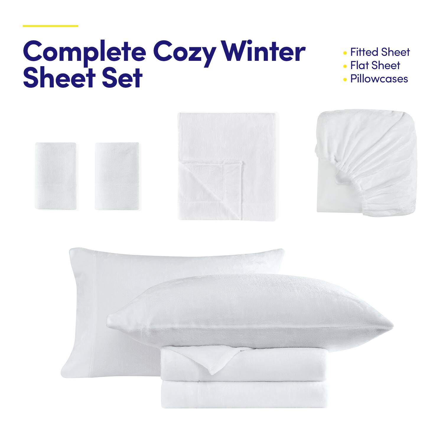 Complete Cozy Winter Sheet Set

- Fitted Sheet
- Flat Sheet
- Pillowcases