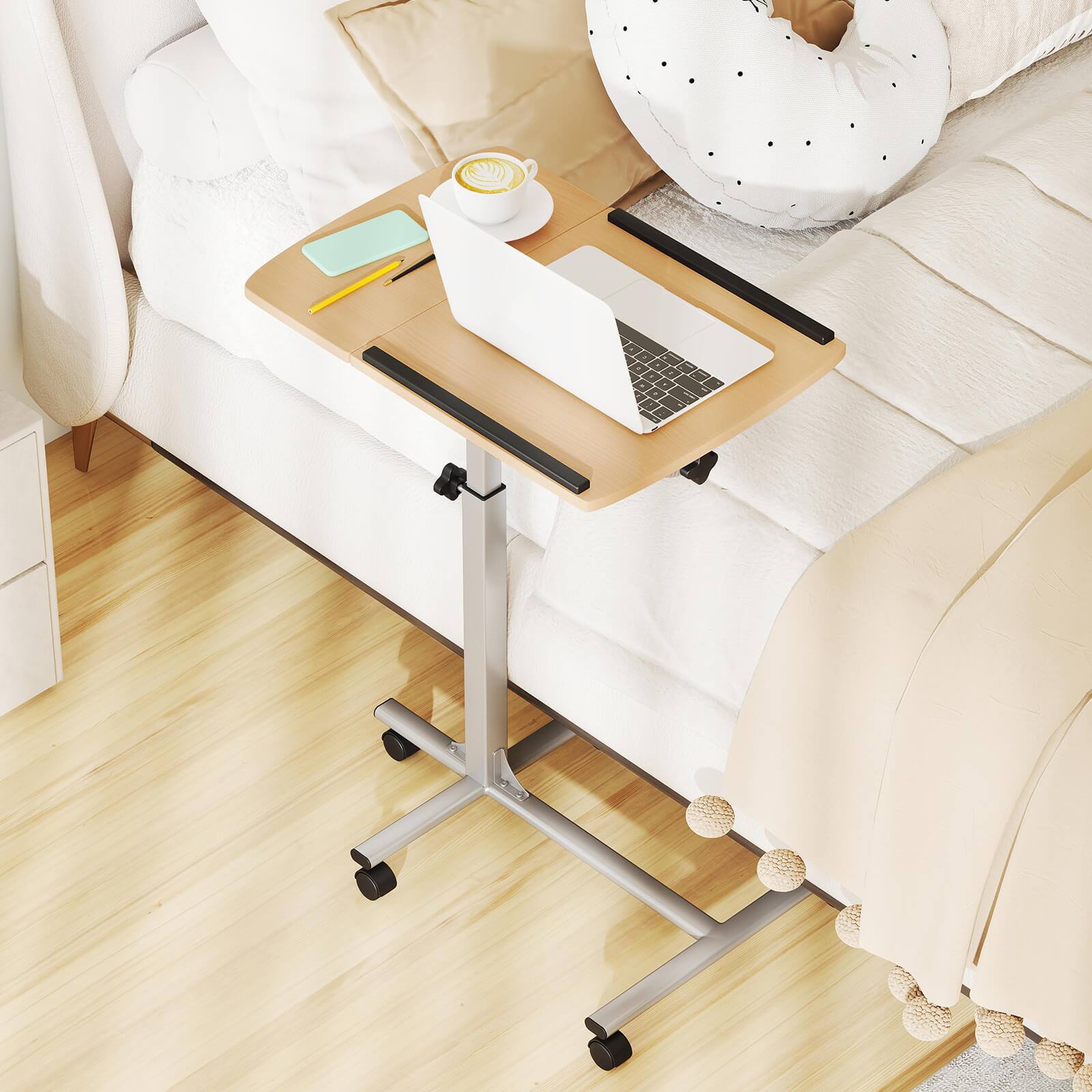 Alt View 1. Costway - Costway Mobile Standing Desk Height Adjustable Sit to Stand Laptop Desk, Natural - Natural.