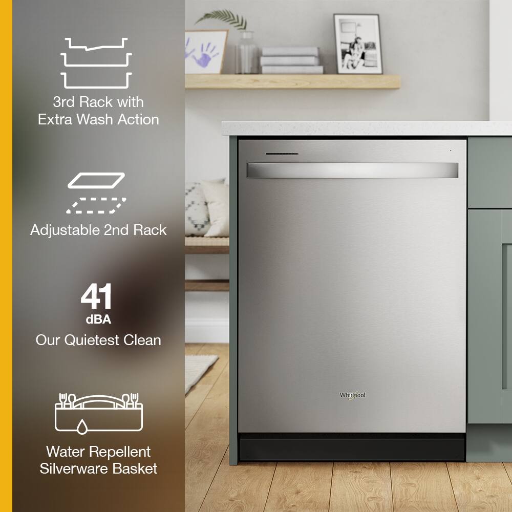 3rd Rack with Extra Wash Action  
Adjustable 2nd Rack  
41 dBA Our Quietest Clean  
Water Repellent Silverware Basket