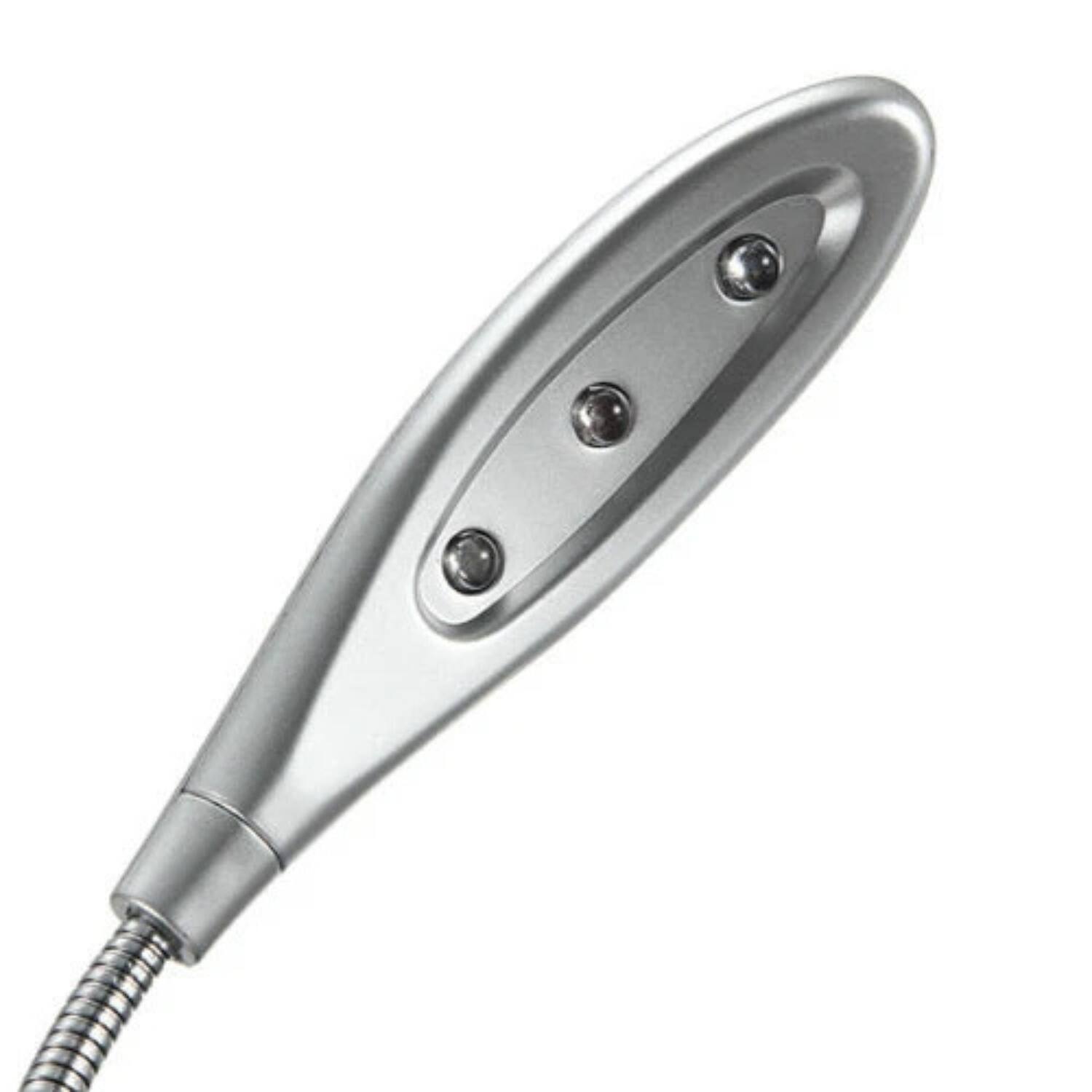 Back. Stock Preferred - 3-LED Flexible Snake Mini Lamp - Silver.