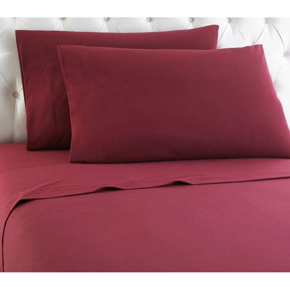 Shavel Home Products - Shavel Micro Flannel Quality Sheet Set - Cal King Flat/Fitted Sheet 108x110/84x72x18" 2-Pillowcase 21x40" - Wine
