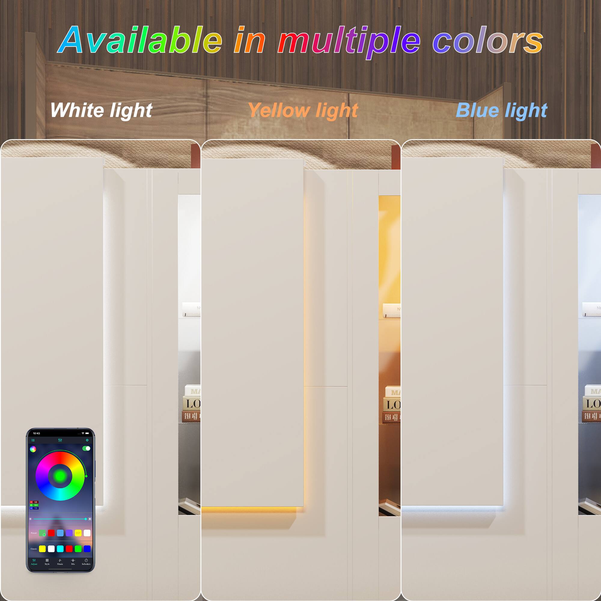 Available in multiple colors

White light

Yellow light

Blue light