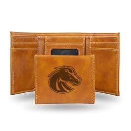 Rico Industries - Boise-St. Bronco's Laser Engraved Brown Trifold Wallet - Multi