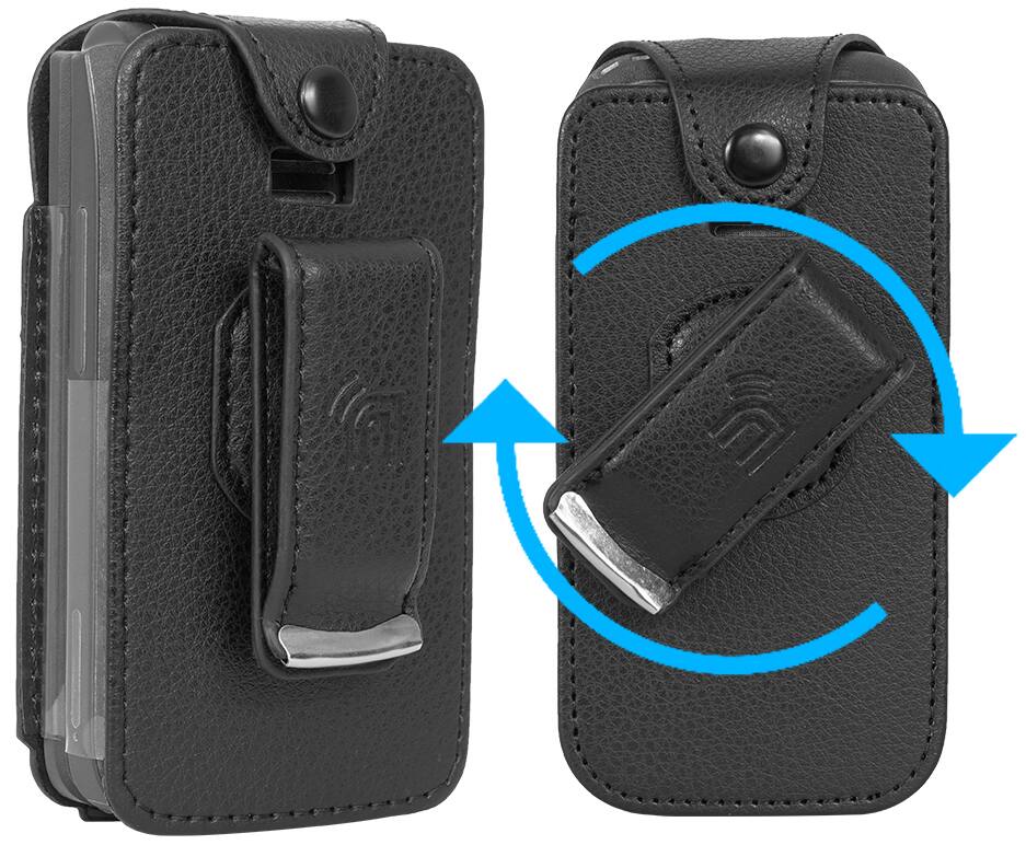 Alt View 8. Nakedcellphone - Case for TCL Flip 4 Phone - Vegan Leather with Belt Clip - Black.