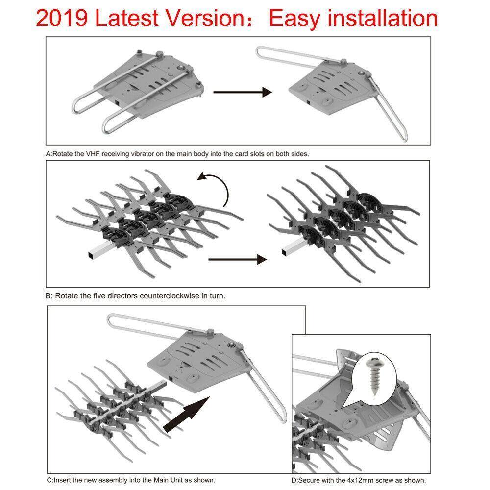 Alt View 5. Winado - 480 Mile TV Antenna Motorize Amplified HDTV 1080P 4K 36dB 360° Rotate Home Audio （The pole  is not included) - Gray.